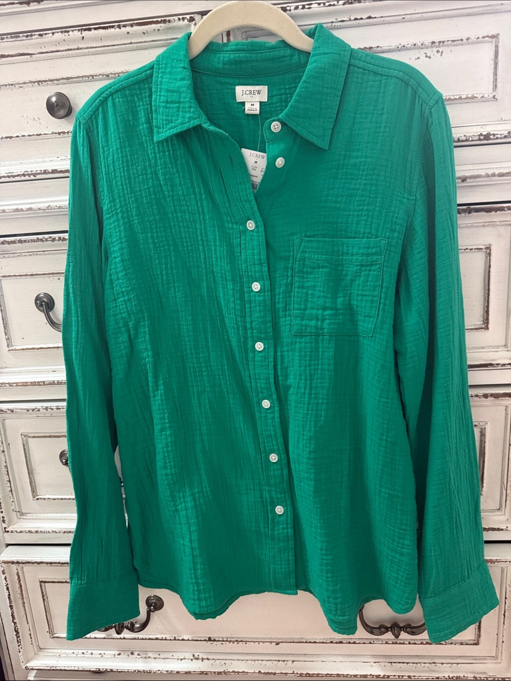 J Crew cotton gauze Kelly green long sleeve
